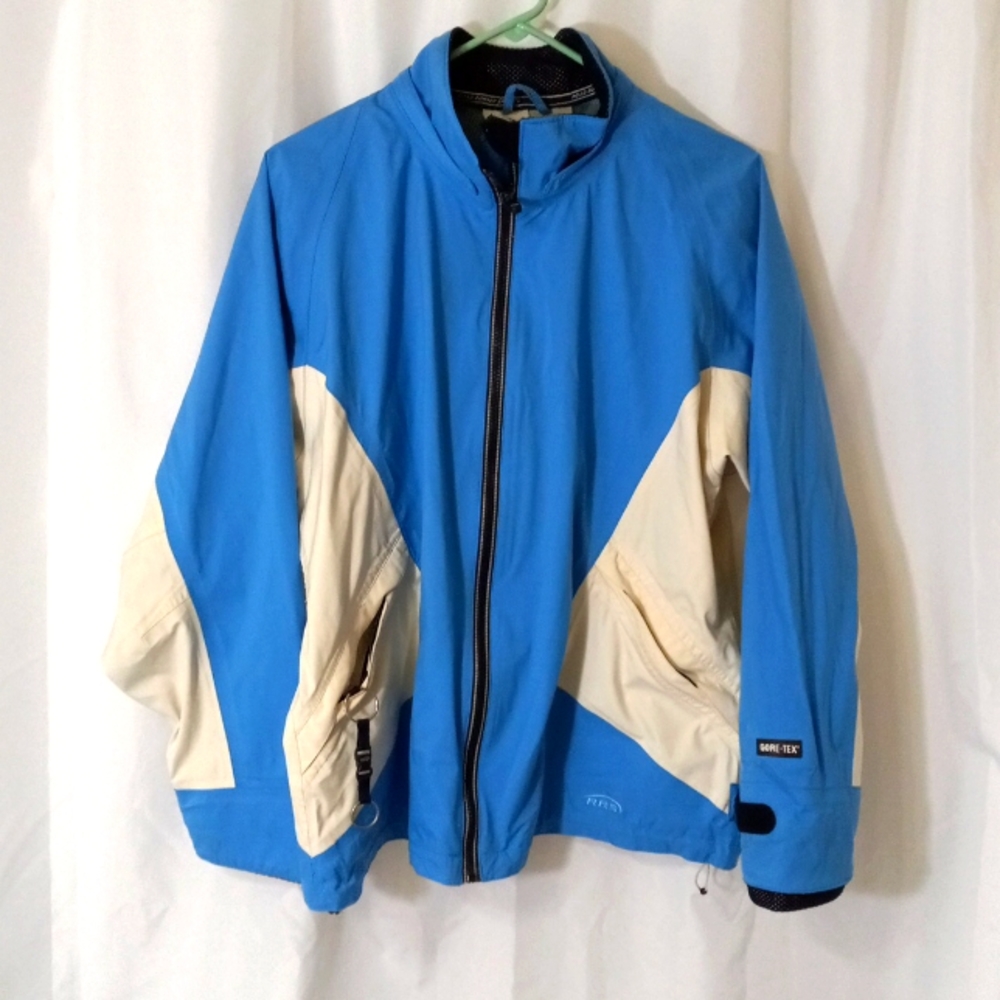 RRS Road Runner Sports Jacket Zip Windbreaker Women's Blue White Large Nylon